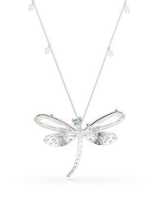 Ariana Grande x Swarovski Crystal & Imitation Pearl Dragonfly Convertible Brooch Pendant Necklace, 31.5-35.37"