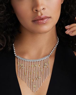 Sterling Silver & 18K Yellow Gold Caviar Multi Strand Necklace, 16"