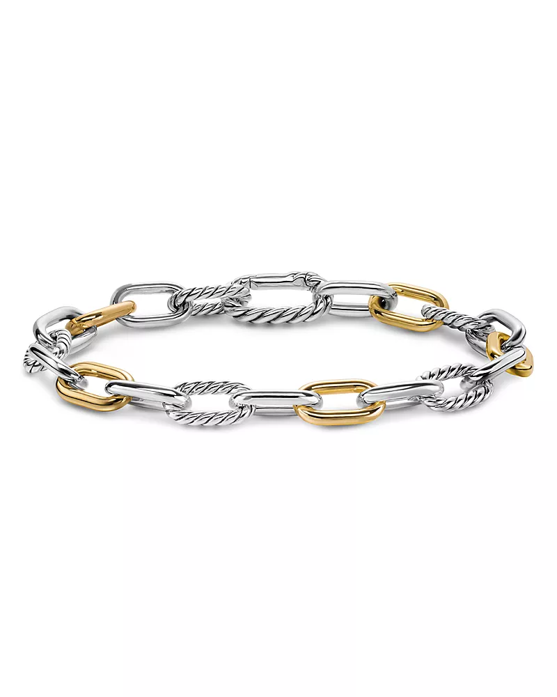 David Yurman Dy Madison Chain Bracelet in Sterling Silver with 18K Yellow Gold, 8.5mm