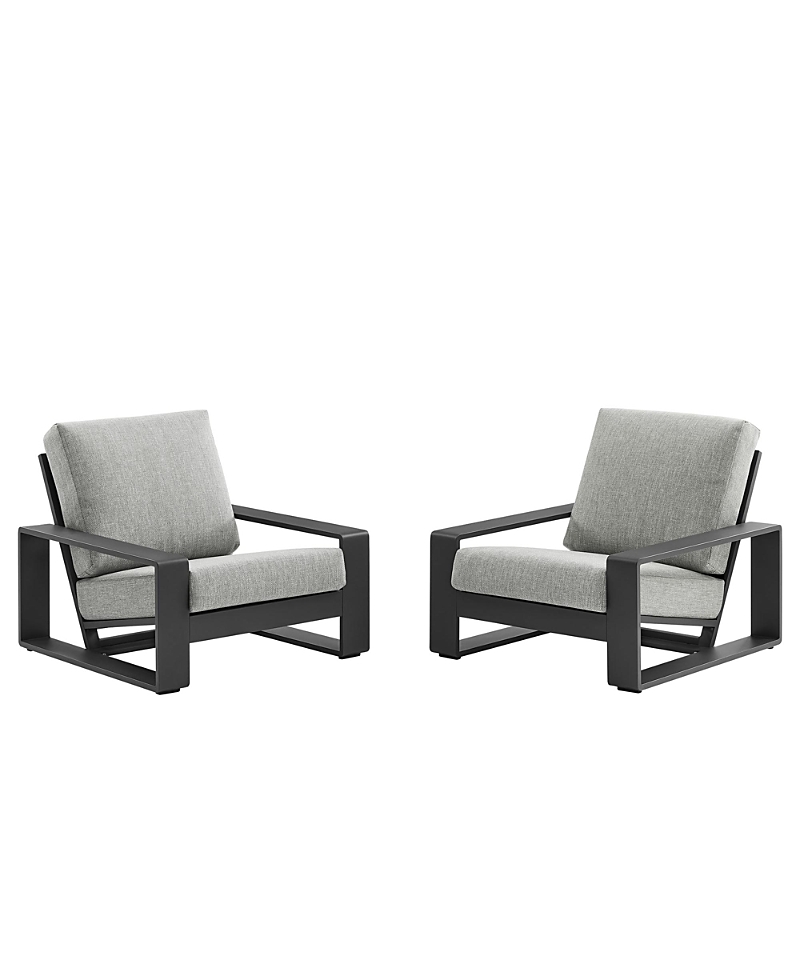 Modway Lirienne Outdoor Patio Aluminum Faux Wood Armchairs, Set of 2