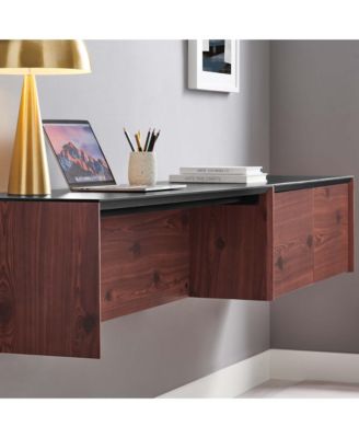 Kinetic 49" Wall-Mount Office Desk With Cabinet and Shelf