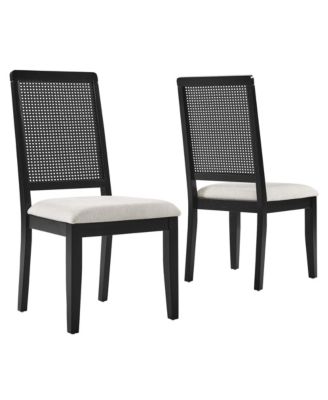 Arlo Faux Rattan and Wood Dining Side Chairs, Set of 2