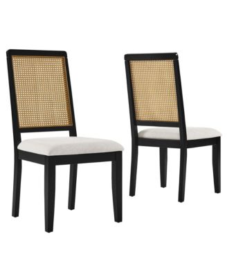 Modway Arlo Faux Rattan and Wood Dining Side Chairs, Set of 2