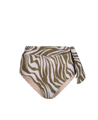 Side Tie High Waist Print Bikini Bottom with Full Coverage