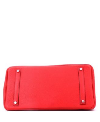 Birkin 35 Handbag Red Togo with Palladium Hardware