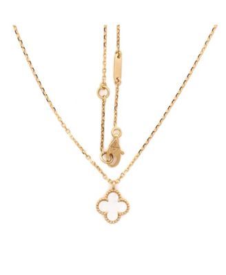  Sweet Alhambra Pendant Necklace 18K Gold and Mother of Pearl, 16"