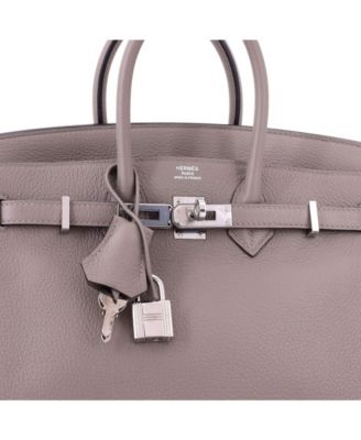 Birkin 25 Handbag Grey Novillo with Palladium Hardware