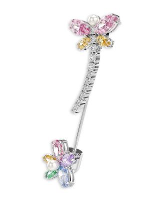 Ariana Grande x Swarovski Crystal, Cubic Zirconia & Imitation Pearl Dragonfly & Flower Brooch