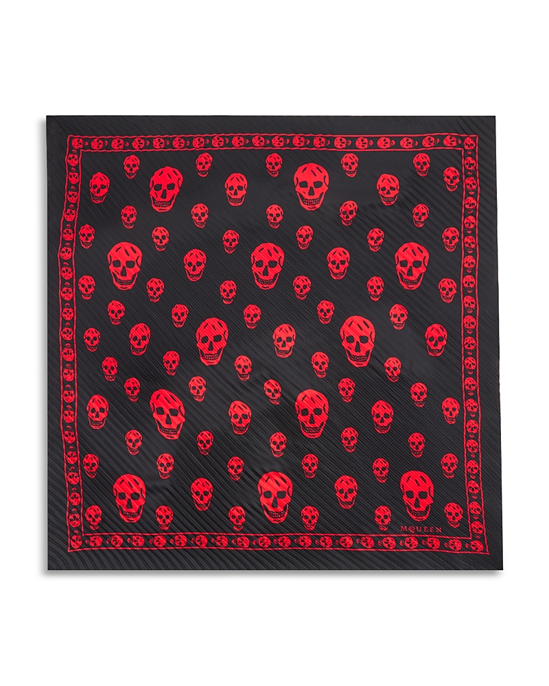 McQueen Skull Pleated Silk Scarf