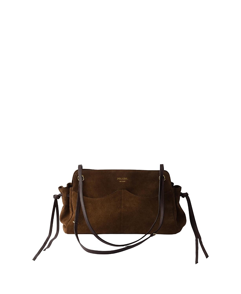Prada Carry Large Suede Tote Bag
