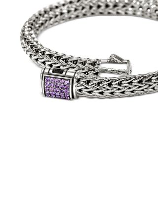 Sterling Silver Icon Amethyst Woven Link Bracelet