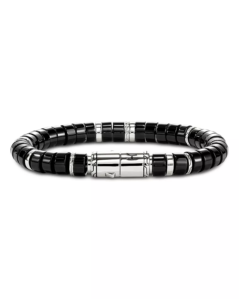 John Hardy Sterling Silver Heishi Onyx Bead Bracelet