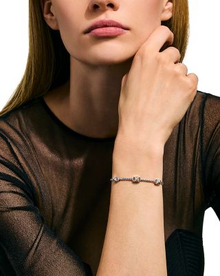 Sterling Silver Icon Diamond Pyramid Custer Chain Bracelet