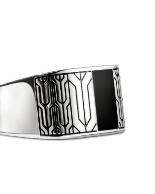 Sterling Silver Black Onyx Icon 50 Signet Ring