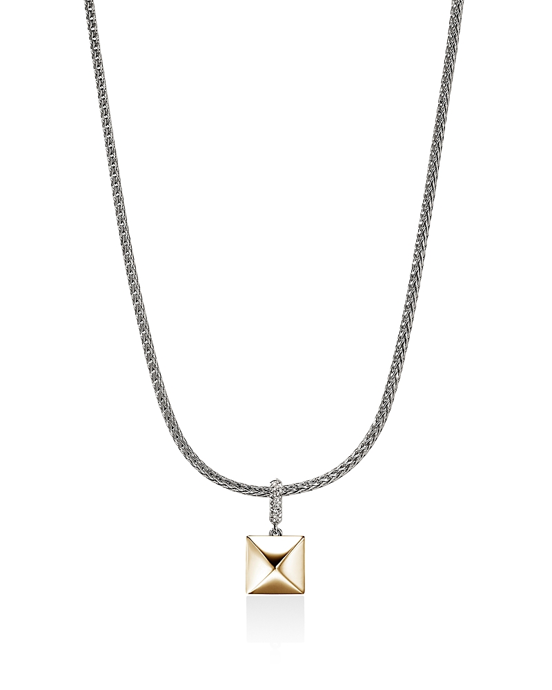 John Hardy 14K Yellow Gold & Sterling Silver Icon Diamond Pyramid Pendant Necklace, 16-18