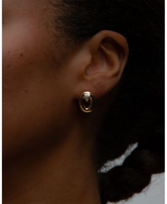 Certified Lab Grown Diamond Doshi Puff Studs with Trillions in 14K Yellow Gold, 0.62 tcw