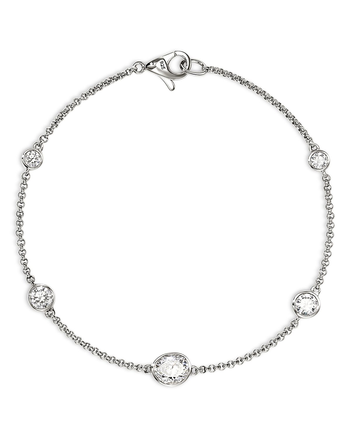 John Hardy Sterling Silver Lovestruck Lab Grown Diamond Bezel Station Chain Bracelet