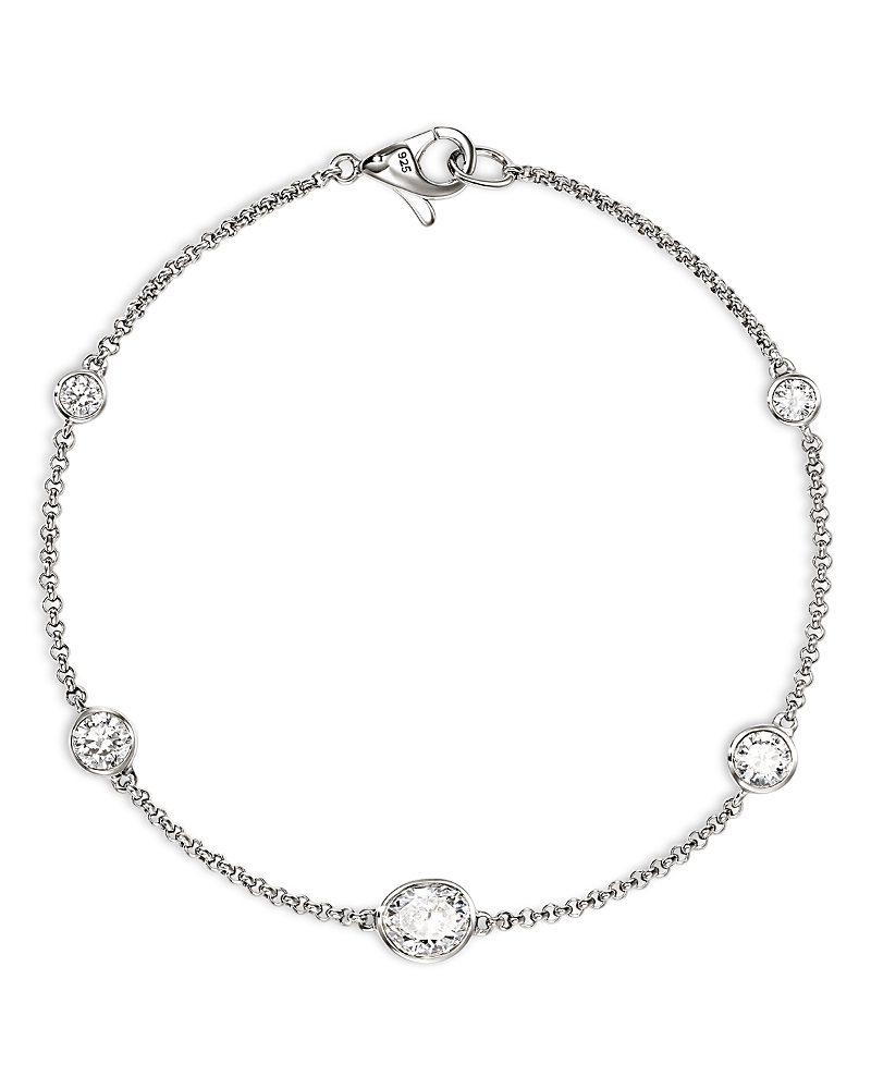 John Hardy Sterling Silver Lovestruck Lab Grown Diamond Bezel Station Chain Bracelet