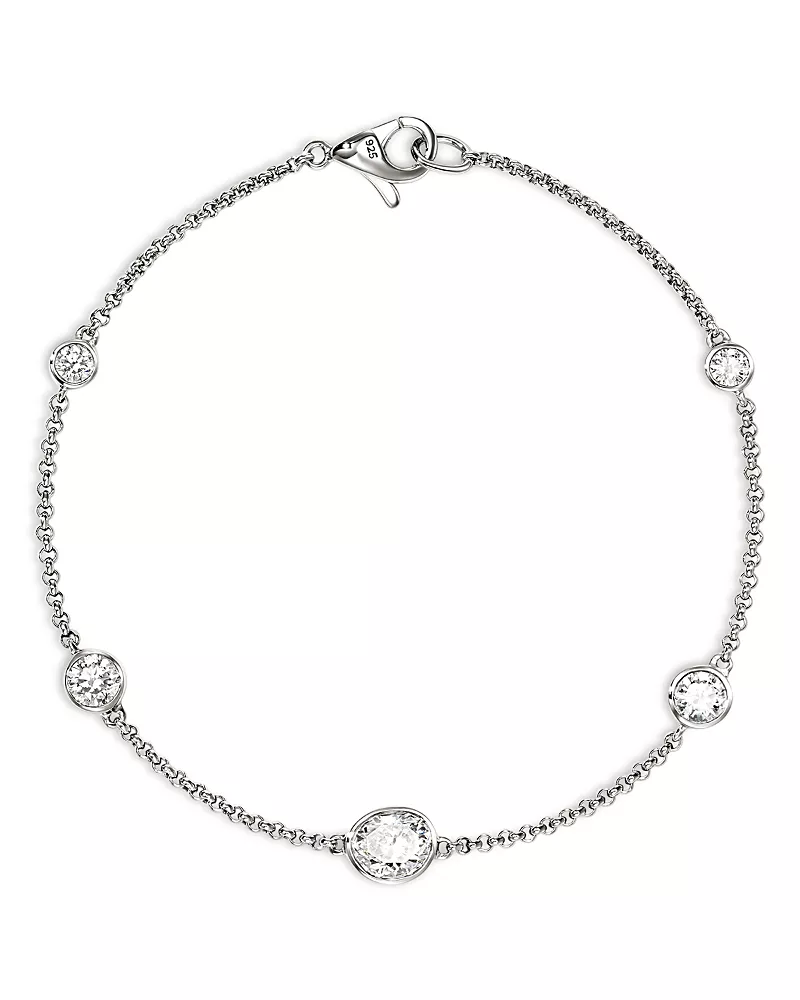 John Hardy Sterling Silver Lovestruck Lab Grown Diamond Bezel Station Chain Bracelet