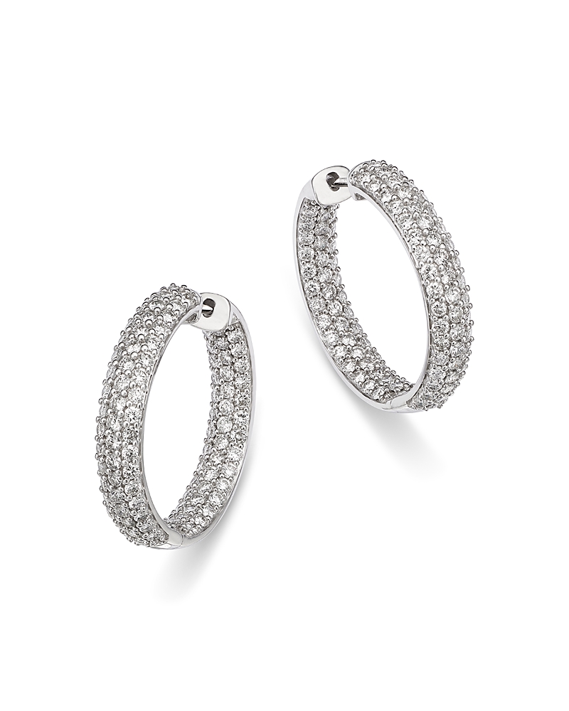 Bloomingdale's Fine Collection Diamond Inside Out Hoop Earrings in 14K White Gold, 3.0 tcw · OS