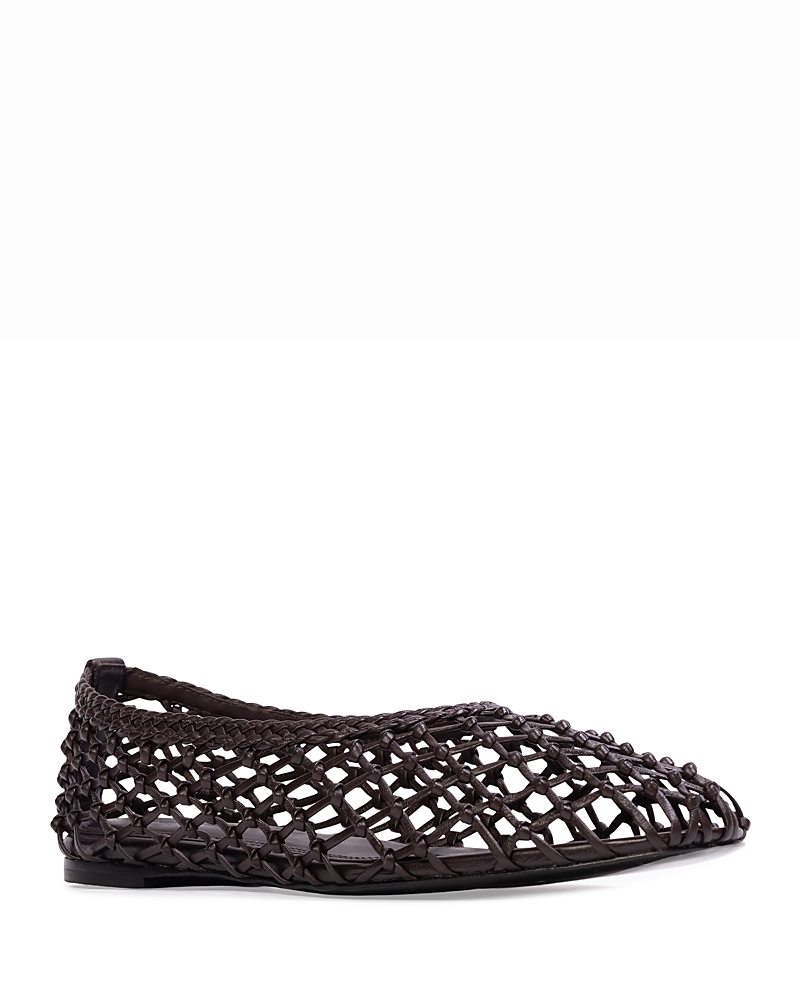 Black Suede Studio Women's Sonia Woven Leather Ballerina Flats