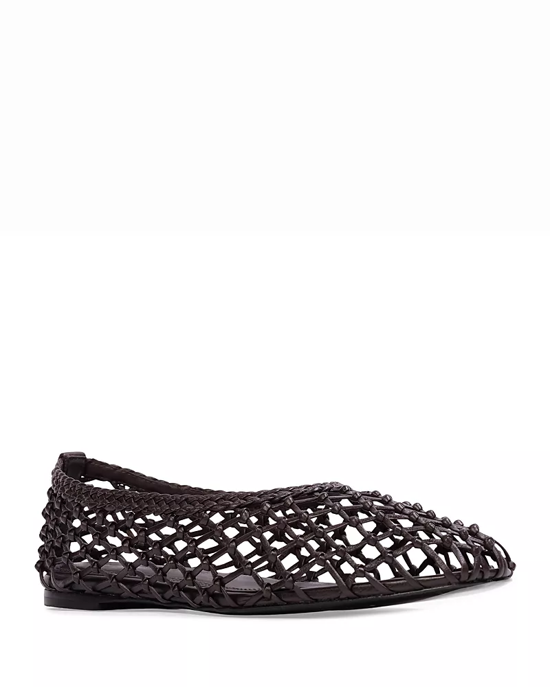 Black Suede Studio Women's Sonia Woven Leather Ballerina Flats