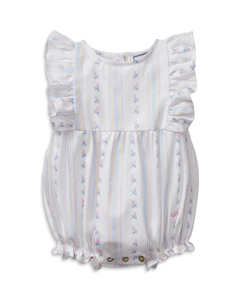 Petite Plume Girls' Ruffled Romper in Cottage Stripe - Baby