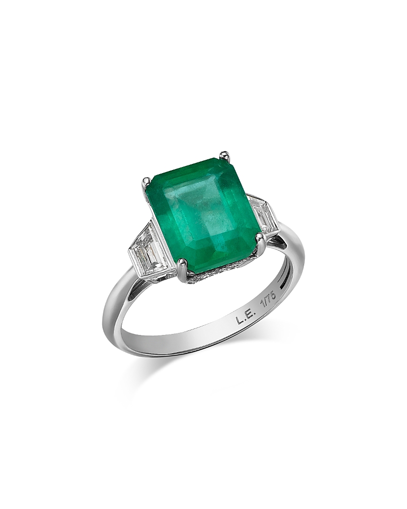 Bloomingdale's Fine Collection Limited Edition Certified Emerald Ring with Diamond Trapezoids in 14K White Gold