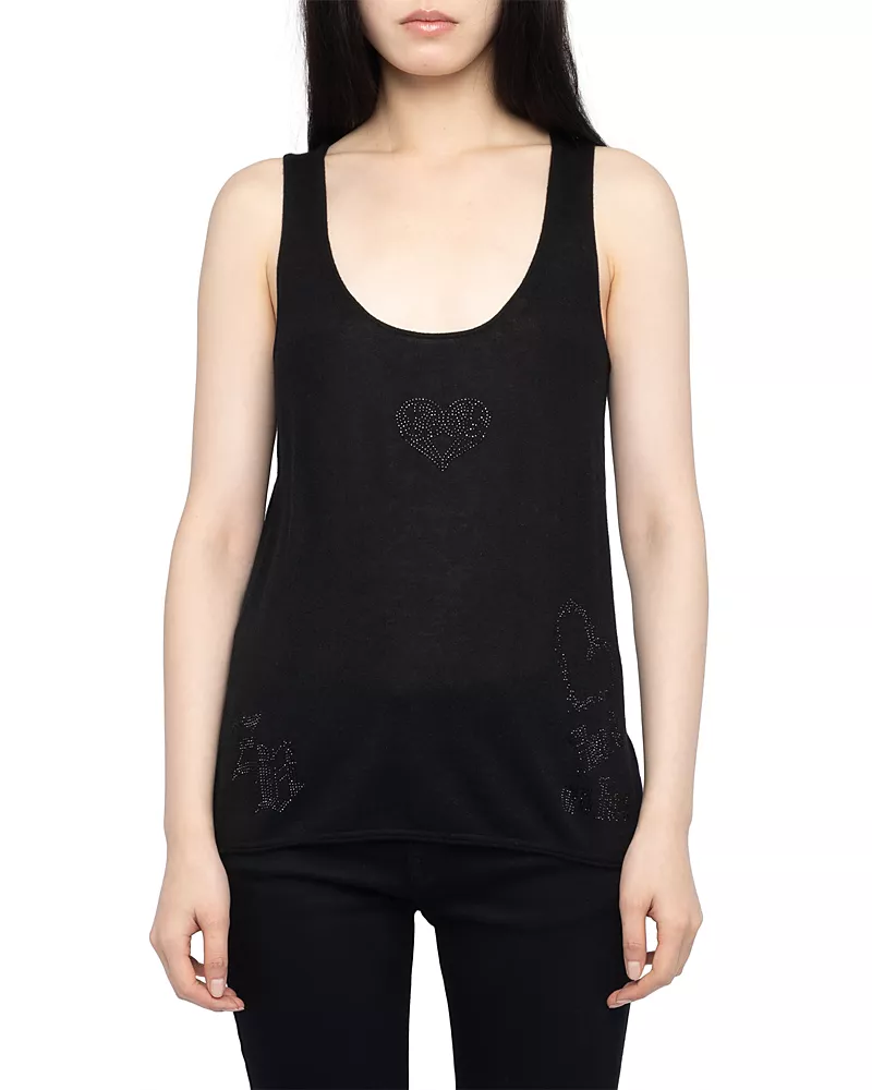Zadig & Voltaire Lee Cashmere Rhinestone Tank