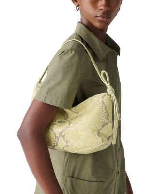 Loop Snake Embossed Leather Shoulder Bag