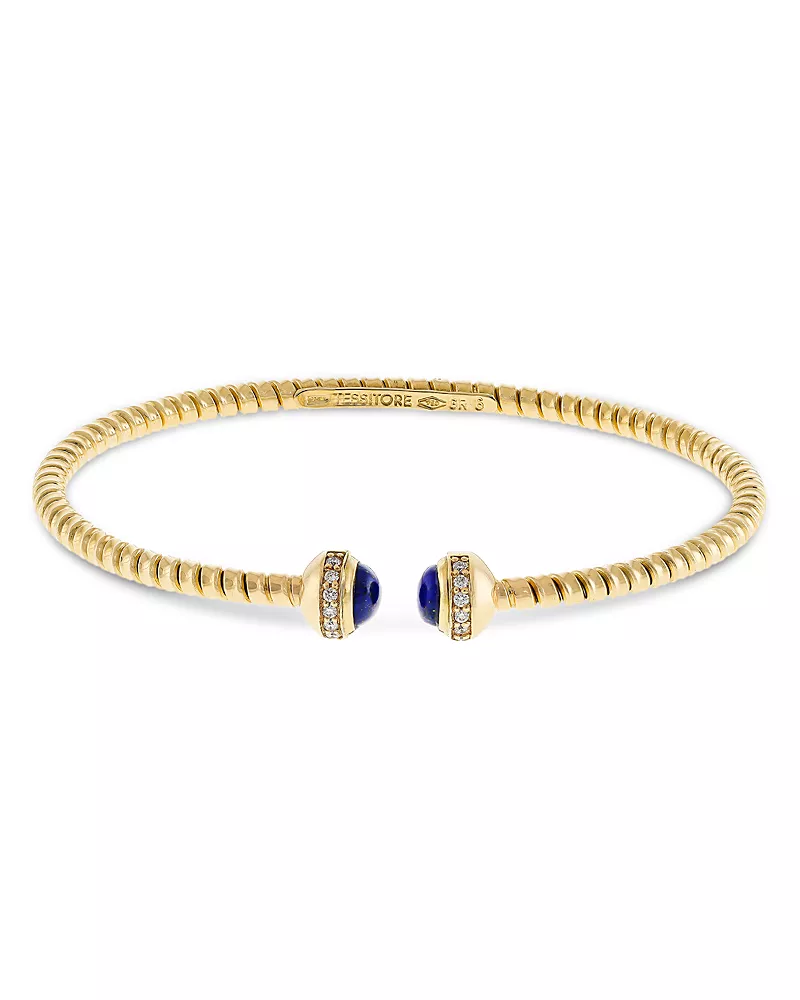 Alberto Milani 18K Yellow Gold Diamond & Lapis Via Giardino Tubogas Small Rope Bracelet