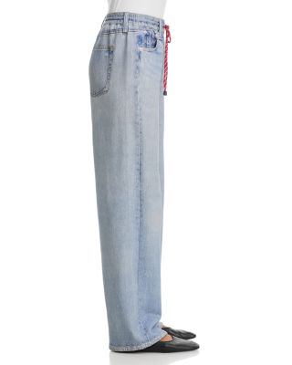 Mirarmar Cotton Terry Wide Leg Drawstring Sweatpant Jeans