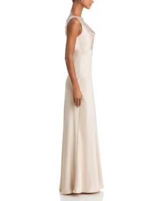 Long Satin One Shoulder Gown - Exclusive