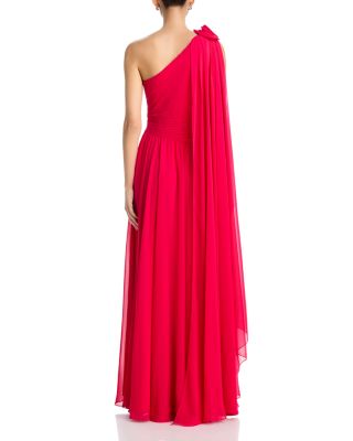 Pleat Chiffon Flower Trim Gown 