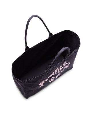 Leo Large Black Denim Canvas Tote Bag