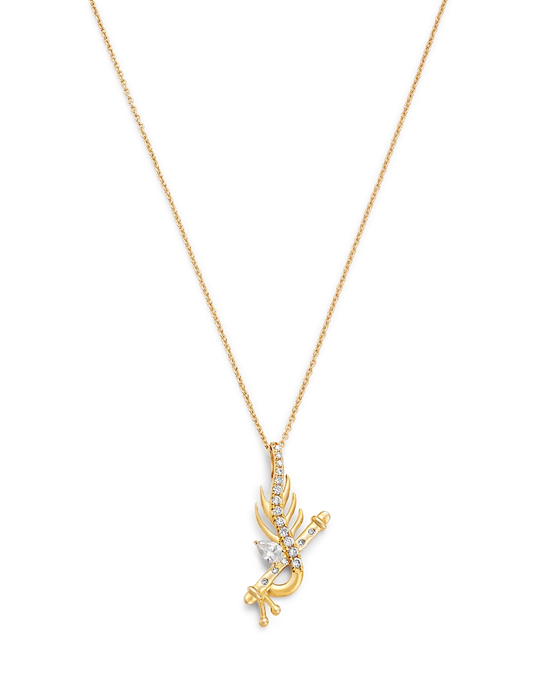 Bloomingdale's Fine Collection Diamond Lord Krishna Flute Necklace in 14K Yellow Gold, 0.25 tcw