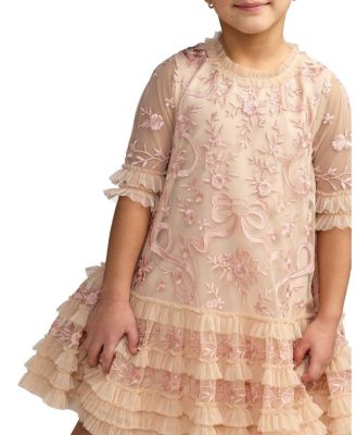Girls' Micro Ruffle Embroidered Mini Dress - Little Kid, Big Kid