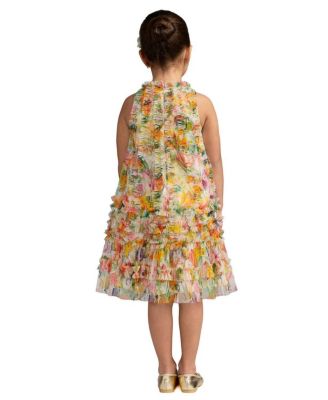 Girls' Mesh Floral Print A-Line Dress - Little Kid, Big Kid