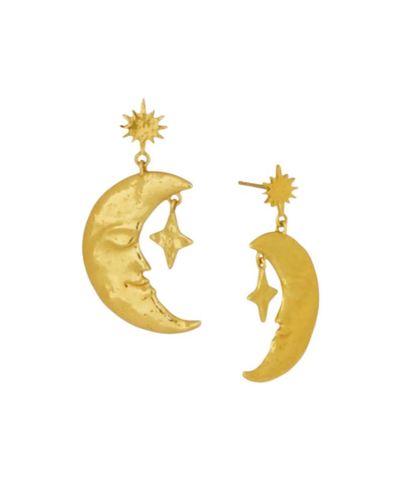 Ottoman Hands Crescent Moon Drop Earrings