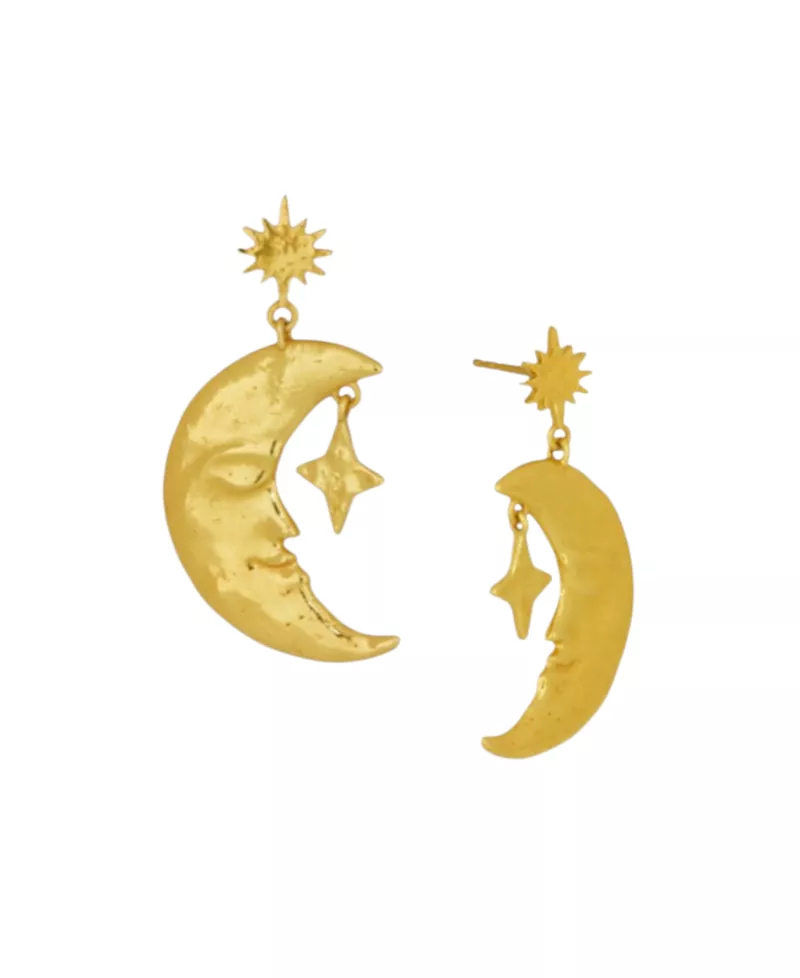 Ottoman Hands Crescent Moon Drop Earrings