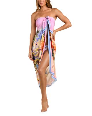 Maribel Postcard Print Long Pareo Cover Up