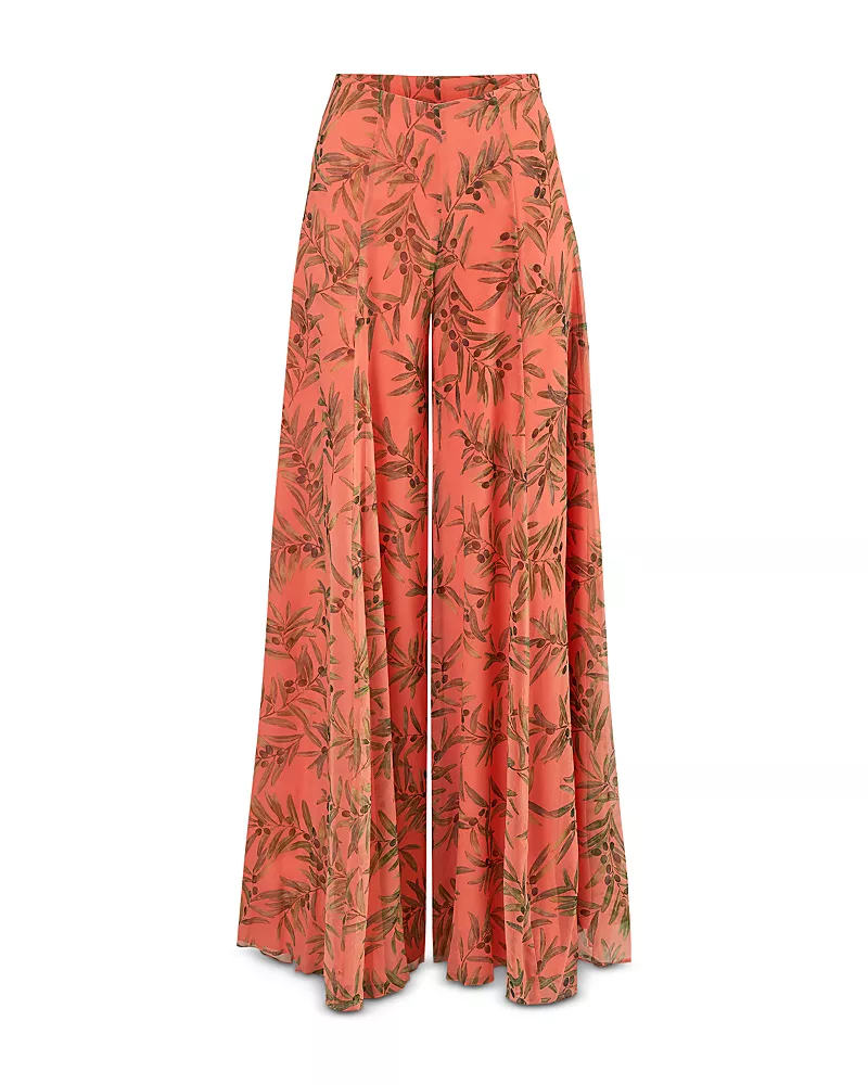 Carolina Herrera Iris Silk Printed Wide Leg Pants