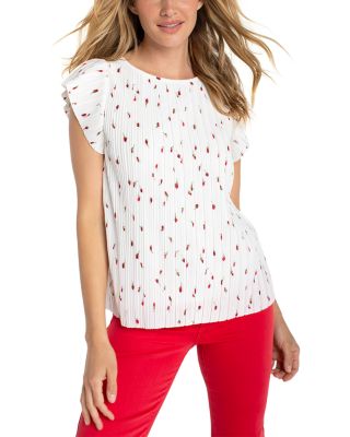 Flutter Sleeve Boat Neck Knit Top