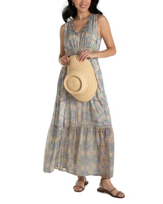 Sleeveless Ruffle Front Woven Maxi Dress