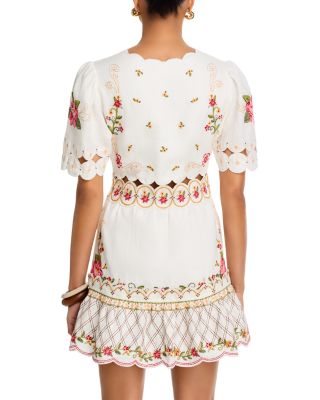 off-white embroidered carmina floral short sleeve mini dress Off-White Embroidered Carmina Floral Short Sleeve Mini Dress  PORTES OF  GREECE