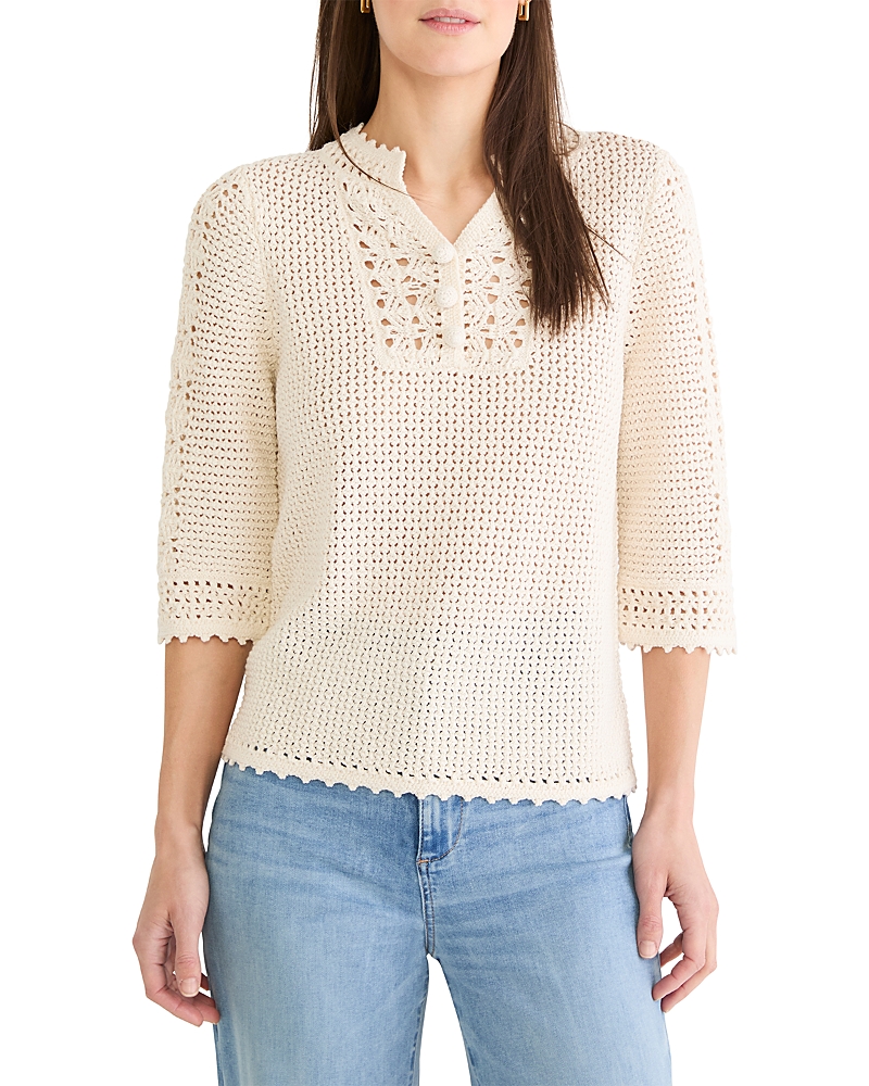 Nic+Zoe Crochet Mesh Sweater