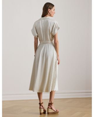 Striped Belted Twill Dress