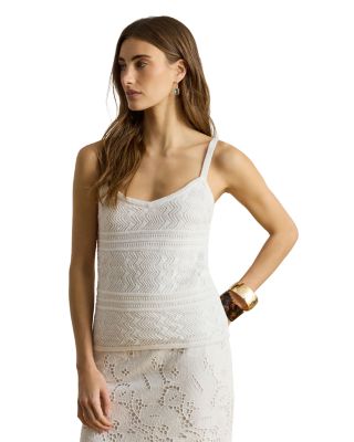 Pointelle Knit Linen-Blend Sweater Tank Top