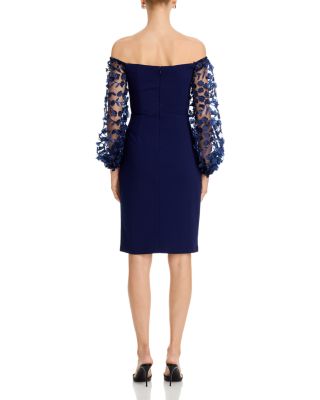 Off The Shoulder Balloon Sleeve Cocktail Dress