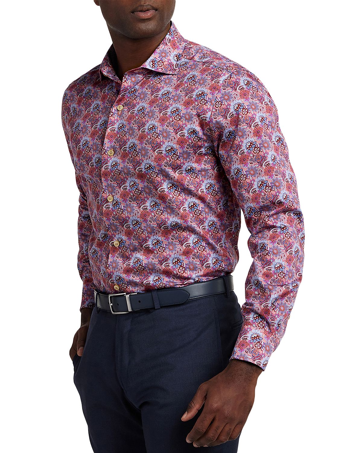David Donahue Floral Print Shirt